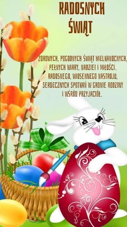 Zajączek malujący pisanki z życzeniami